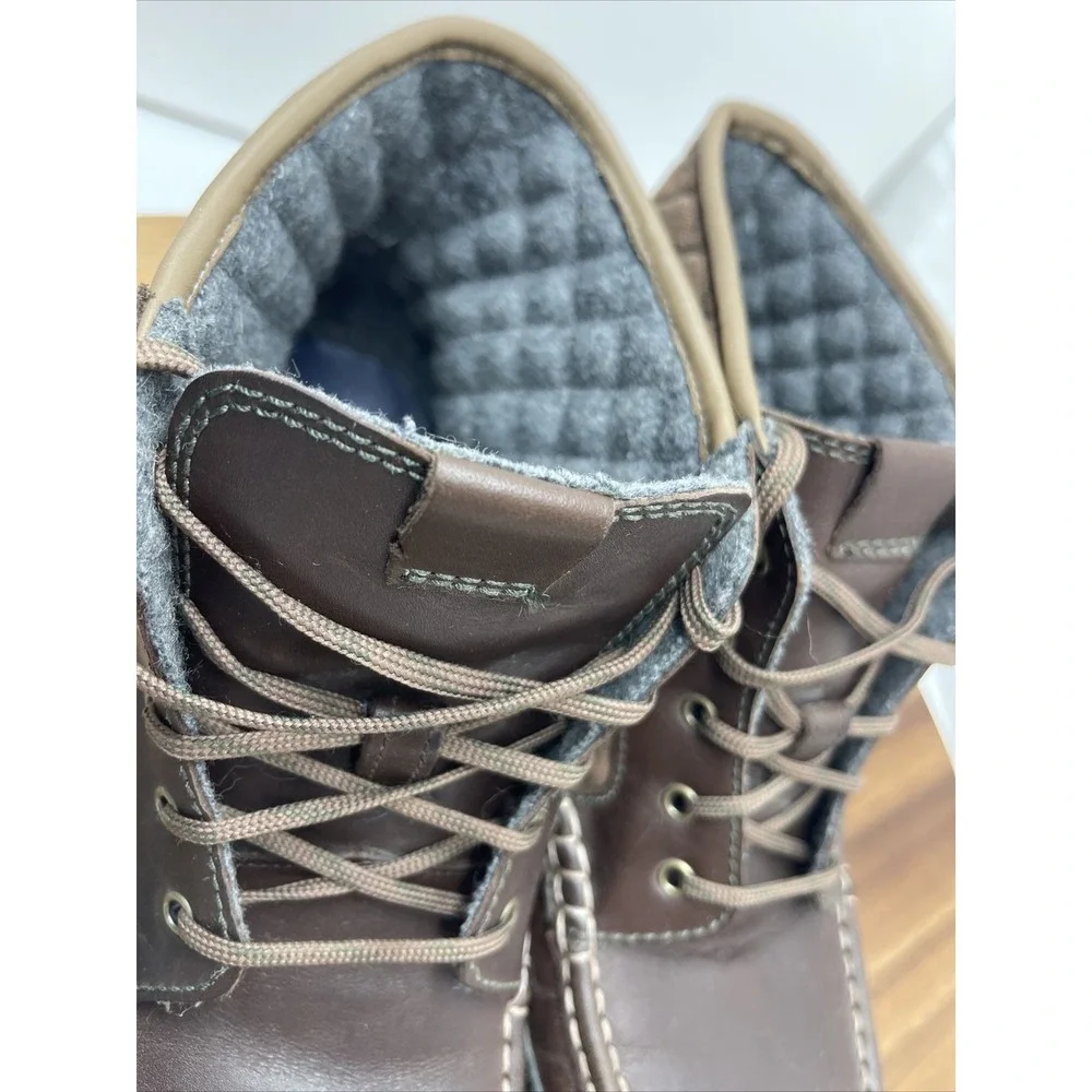Cole‎ Haan Boots 8.5 M C20210 Pinch Brown Leather Lace Up Quilted Moc Ankle Mens